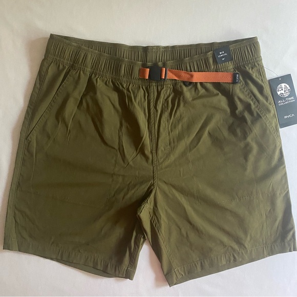 RVCA Other - RVCA Civic 2 Hybrid Shorts Mens XL Green Belted Zip Pocket Athletic Hiking NEW